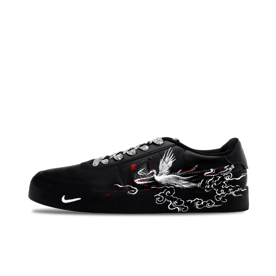 Nike Nike Court Shot Xianyun Wild Crane Leather Abrasion Resistant Low top Skateboard Shoes Men's Black