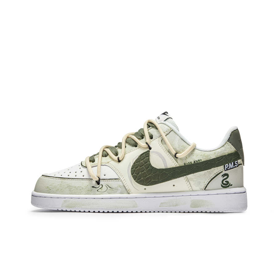 Nike Nike Court Vision P.M.S Green Snake Non Slip And Waterproof Low top Skateboard Shoes Men's Green White