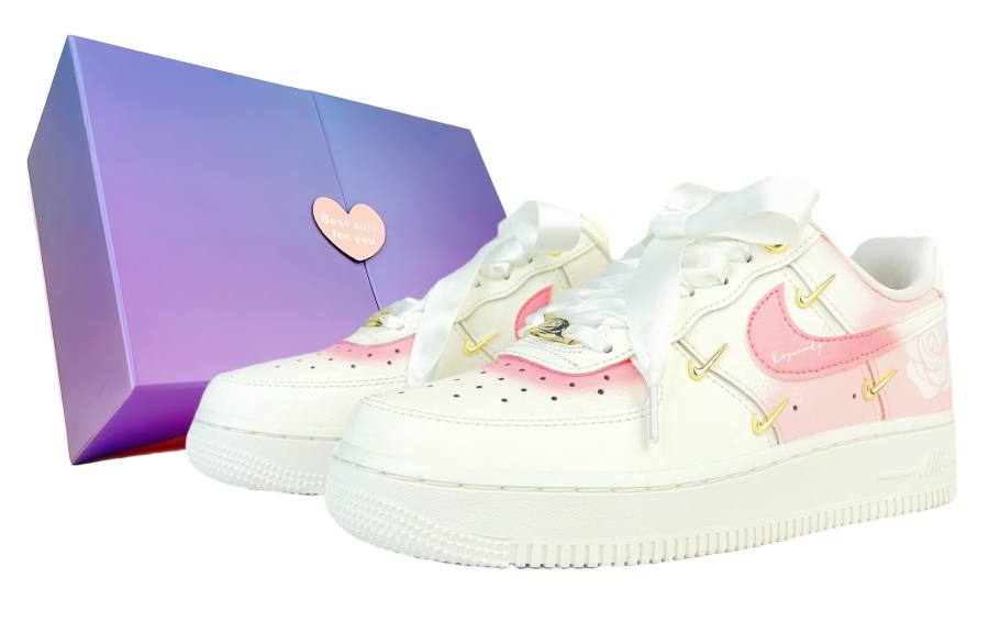 Nike Nike Air Force 1 Slip Resistant Abrasion Resistant Low top Skateboard Shoes Women's Pink Gold