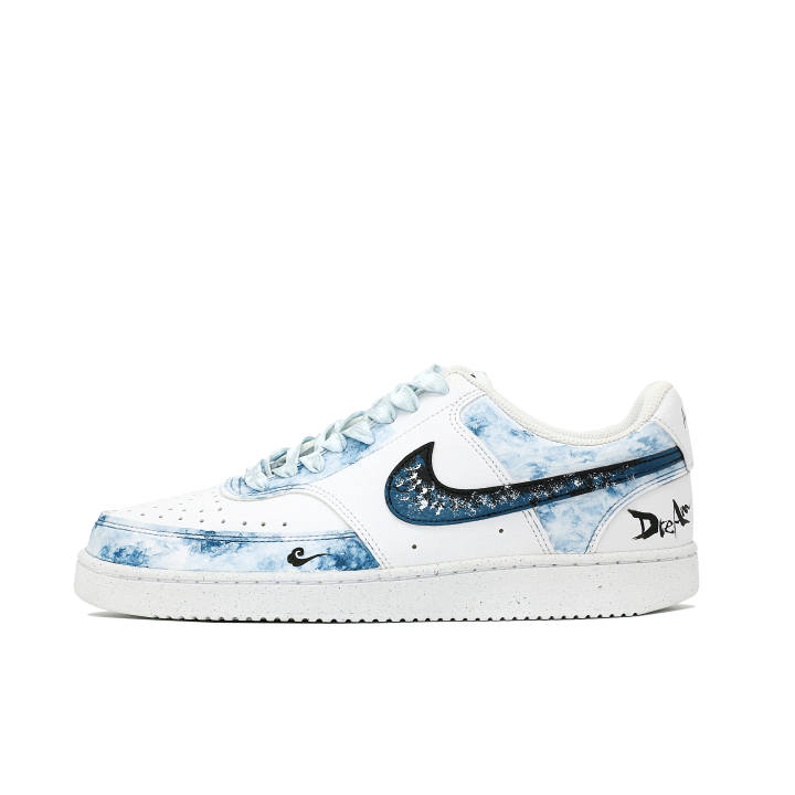 Nike Nike Court Vision 1 Leather Slip Resistant Low top Skateboard Shoes Men's Navy Blue