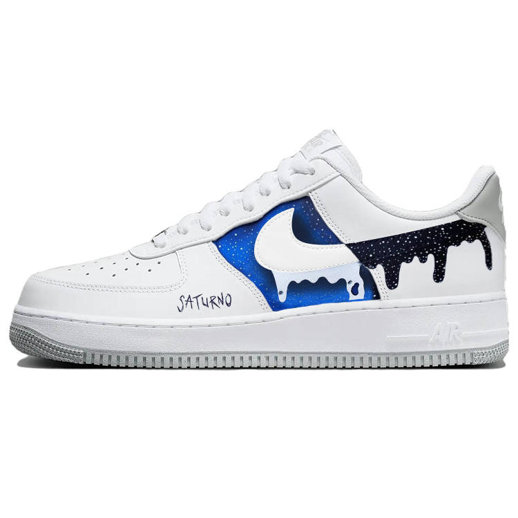 Nike Nike Air Force 1 Slip Resistant Cushioning Breathable Low top Skateboard Shoes Men's Blue White