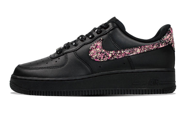Nike Nike Air Force 1 Air Force 1, Starry Floral Spirit Low top Skateboard Shoes Unisex Black Pink