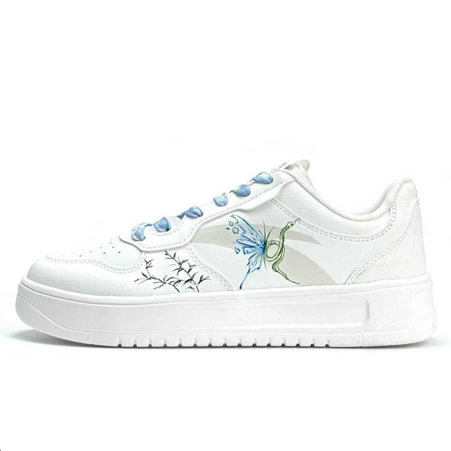 Anta Slip Resistant Cushioning Abrasion Resistant Low top Skateboard Shoes Unisex White Blue