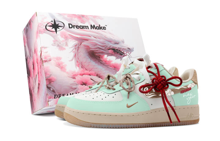 Nike Nike Air Force 1 Slip Resistant Abrasion Resistant Low top Skateboard Shoes Women's Green White