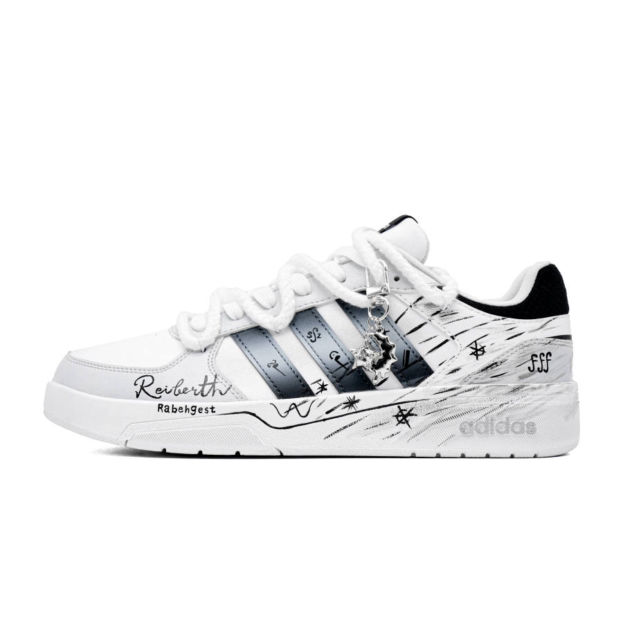 Adidas Neo Courtbeat Rebirth Musical Note Cushioning Breathable Low top Skateboard Shoes Unisex Black White