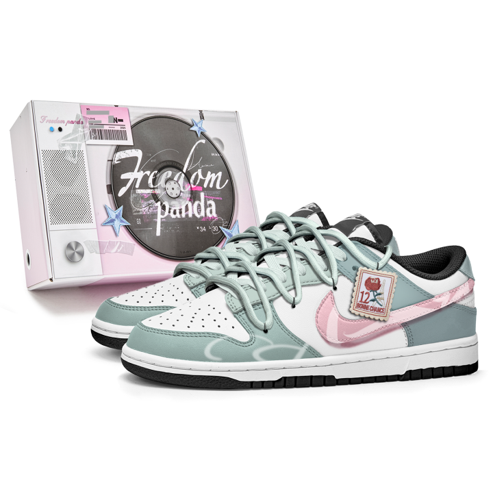 Nike Nike Dunk Slip Resistant Abrasion Resistant Low top Skateboard Shoes Unisex Green White Pink