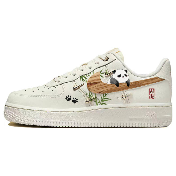 Nike Nike Air Force 1 Slip Resistant Abrasion Resistant Low top Skateboard Shoes Women's White Gold