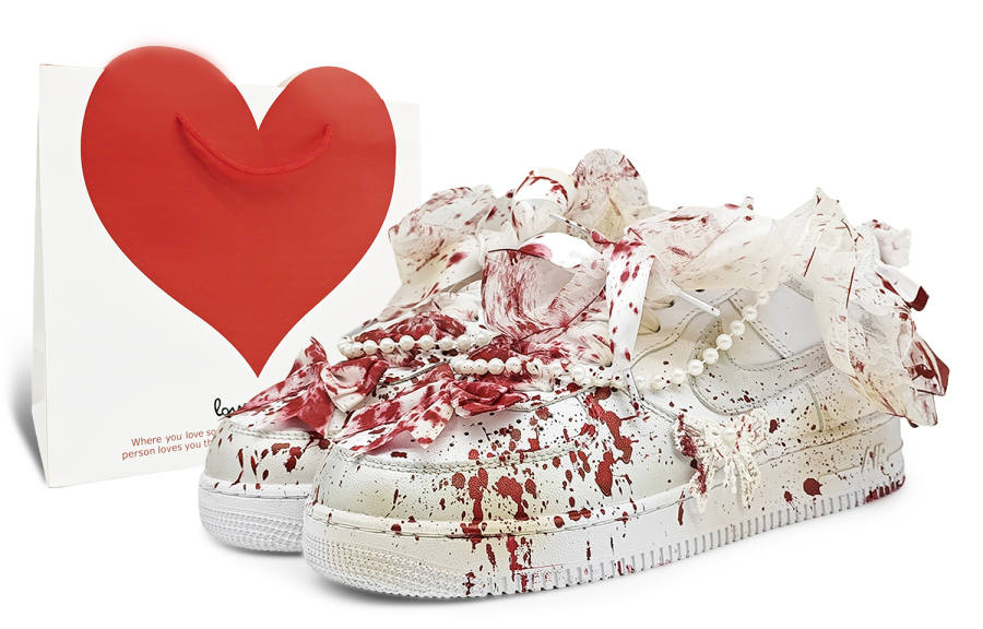 Nike Nike Air Force 1 Abrasion Resistant Low top Skateboard Shoes Unisex White Red