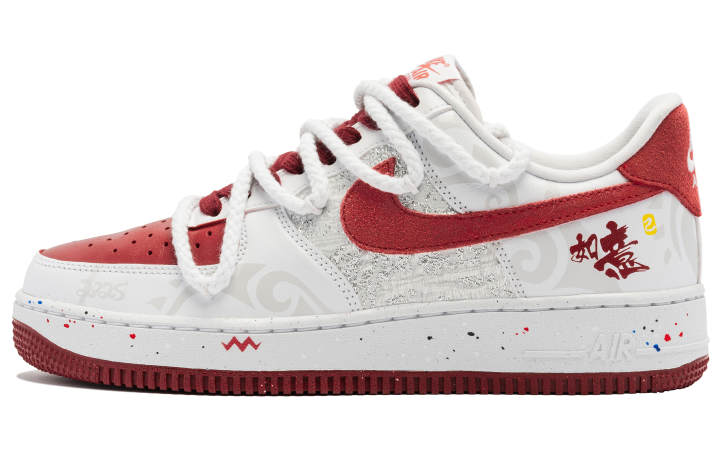 Nike Nike Air Force 1 Snake Ruyi Low top Skateboard Shoes Women's White Red