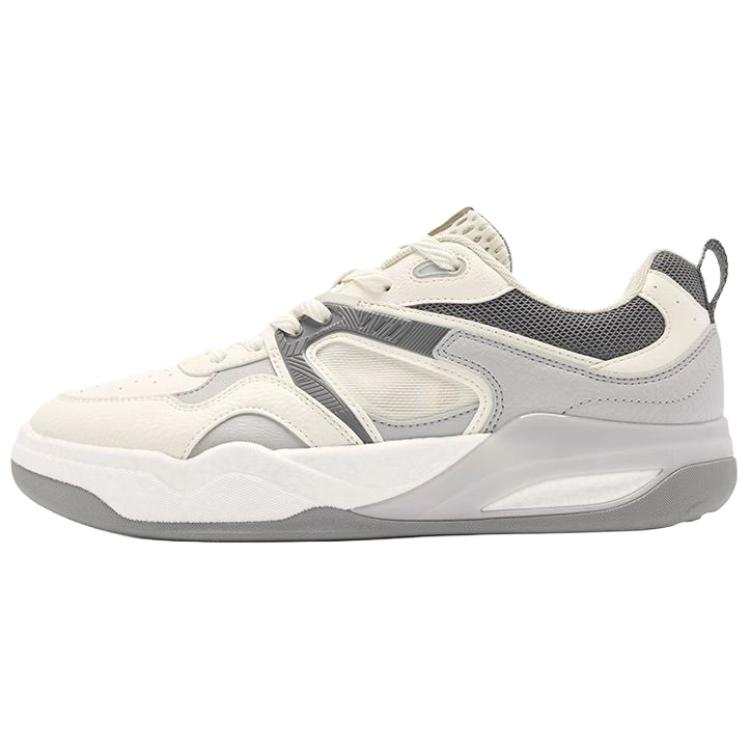 QIAODAN Quality Drying Impact Resistance Quick Dry Low top Skateboard Shoes Men's White Gray