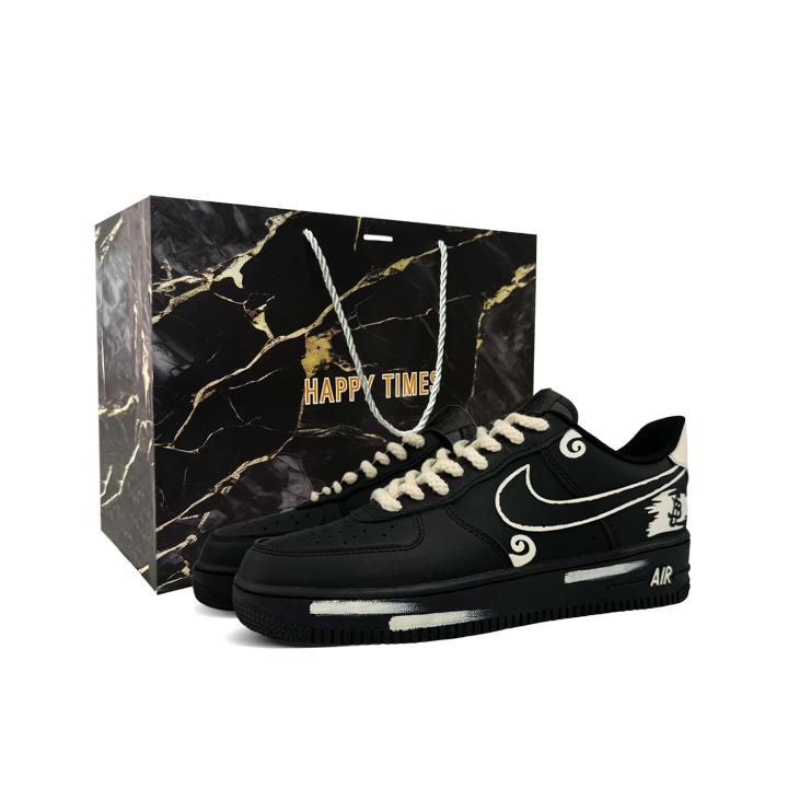Nike Nike Air Force 1 Slip Resistant Abrasion Resistant Low top Skateboard Shoes Unisex Black