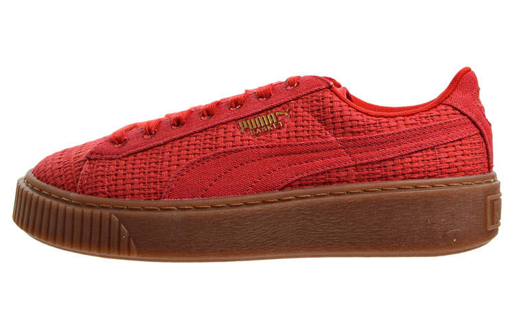 PUMA Basket Platform Woven High Risk Red/Gold Women's