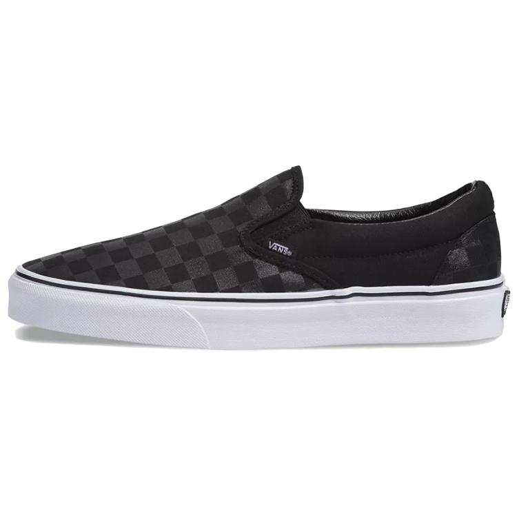 Vans Checkerboard Classic Slip on Abrasion Resistant Lightweight Low top Skateboard Shoes Unisex Black