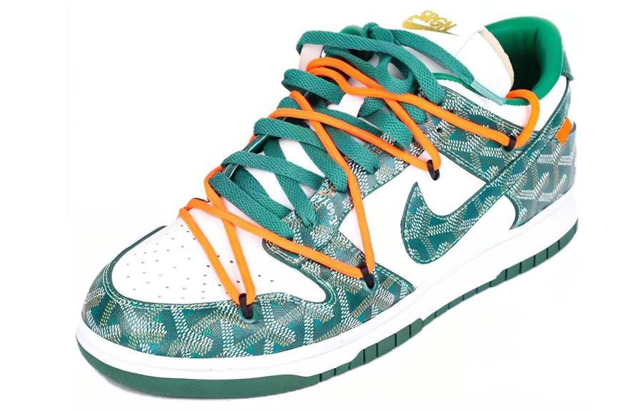 Nike THE SHOE SURGEON x Nike Air Dunk Jumbo Leather Trendy Slip Resistant Low top Casual Shoes Men's Green White Orange
