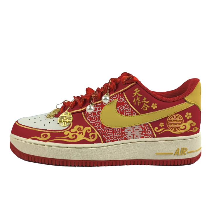Nike Nike Air Force 1 Abrasion Resistant Low top Skateboard Shoes Unisex Red