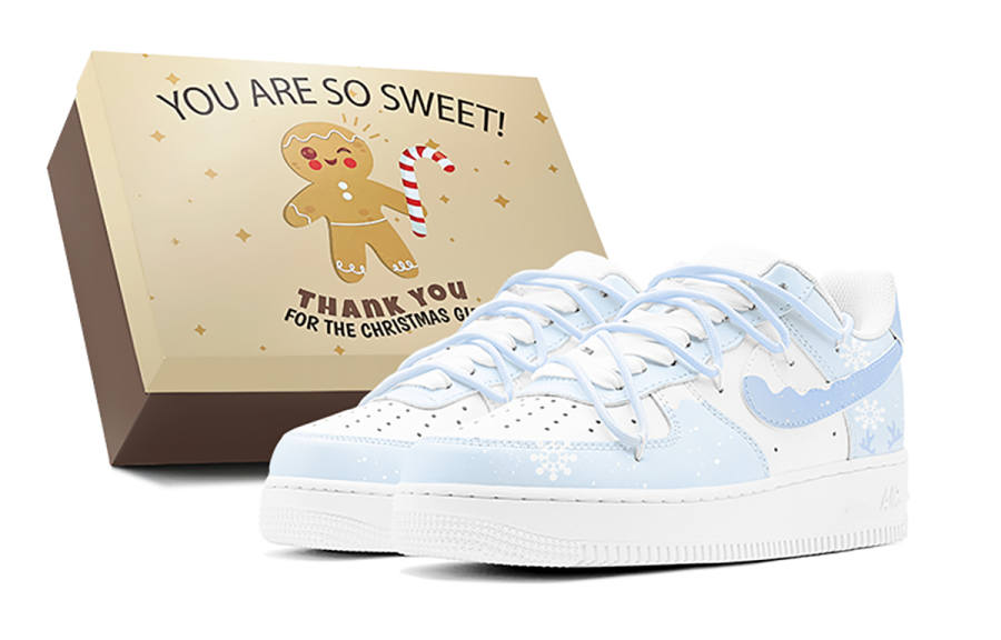 Nike Nike Air Force 1 Air Force 1, Christmas Special Offer, Icy Snow Reindeer Low top Skateboard Shoes Women's Blue White