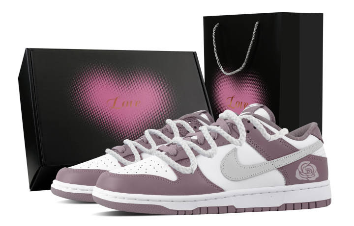 Nike Nike Dunk Ashes, Heart Box Abrasion Resistant Low top Skateboard Shoes Unisex Purple