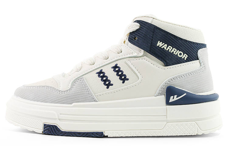 Warrior High top Skateboard Shoes Women's Beige Dark Blue Gray