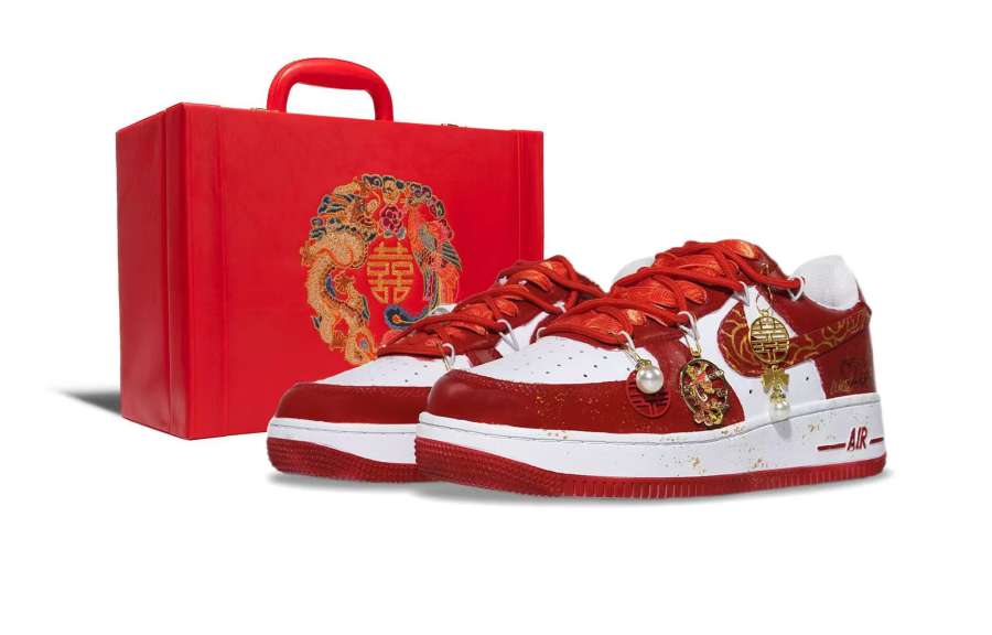 Nike Nike Air Force 1 Newlywed Joyful Celebration Abrasion Resistant Low top Skateboard Shoes Unisex Red
