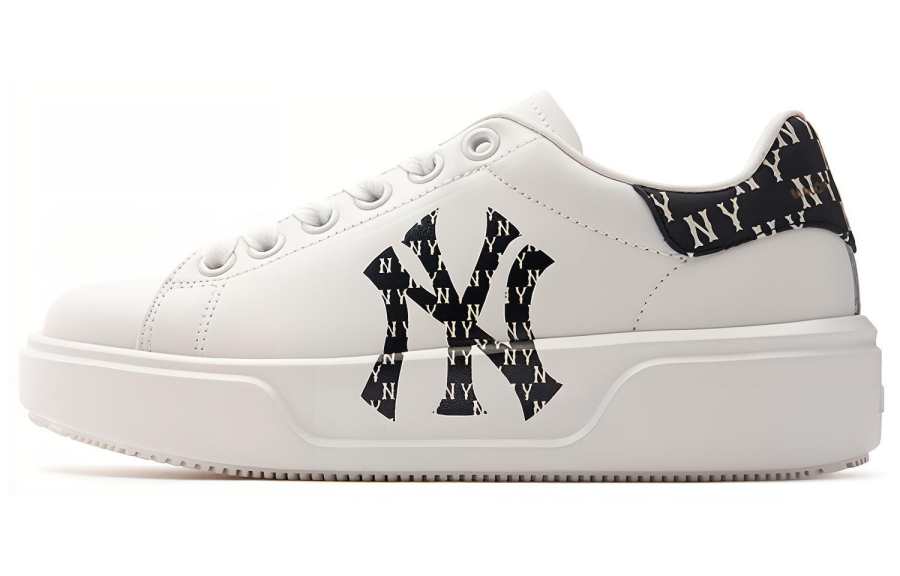MLB Chunky Classic Cow Split Leather Abrasion Resistant Low top Skateboard Shoes Unisex White