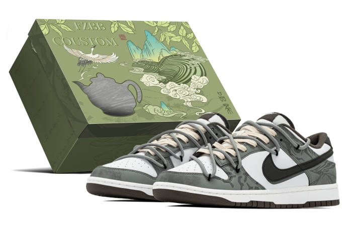 Nike Nike Dunk Chinese Style Box, Felix Abrasion Resistant Abrasion Resistant Low top Skateboard Shoes Men's White Gray