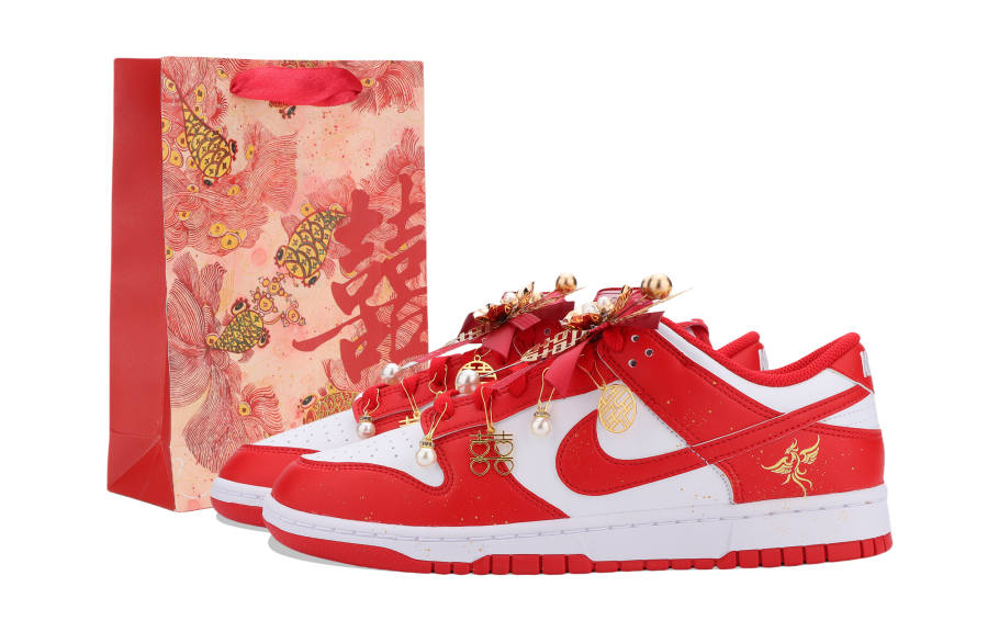 Nike Nike Dunk Phoenix Love Abrasion Resistant Low top Skateboard Shoes Unisex White Red