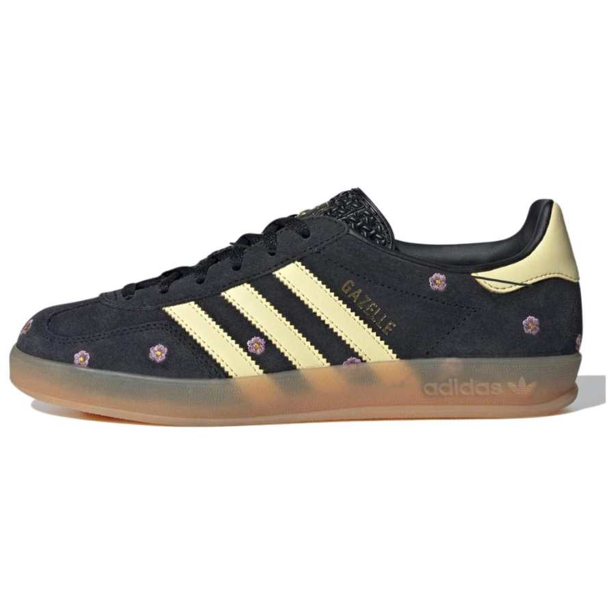 Adidas Originals GAZELLE INDOOR Abrasion Resistant Low top Skateboard Shoes Women's Black Yellow