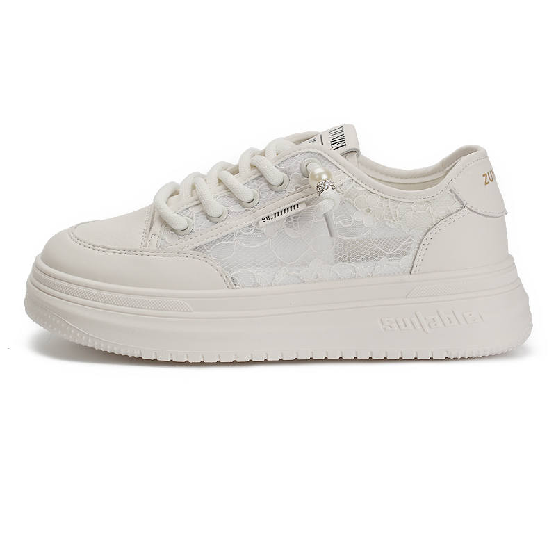 ZUNER Quick Dry Lightweight Breathable Low top Skateboard Shoes Unisex White