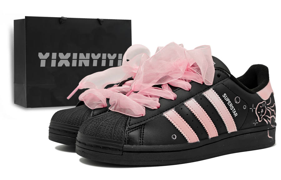 Adidas Adidas Originals Superstar Abrasion Resistant Low top Skateboard Shoes Women's Black Pink