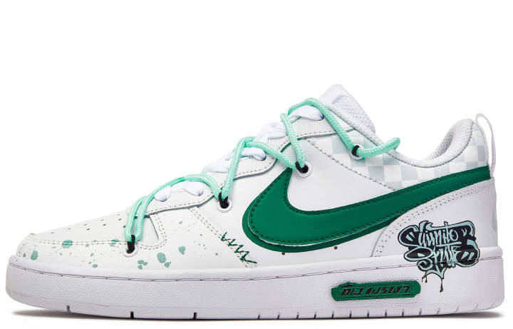 Nike Nike Court Borough Da Vinci Custom, Meta Low top Skateboard Shoes Women's White Green