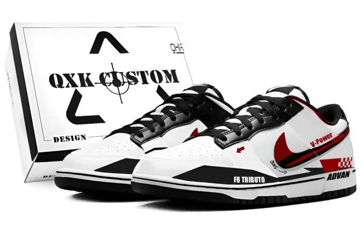 Nike Nike Dunk Vibrant Box Abrasion Resistant Low top Skateboard Shoes Unisex Black White Red