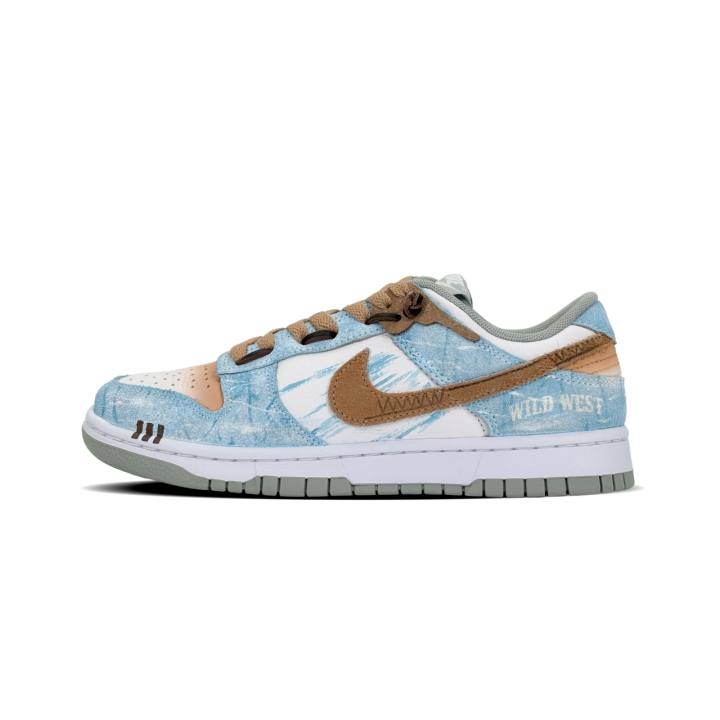 Nike Nike Dunk Abrasion Resistant Breathable Low top Skateboard Shoes Unisex Brown Blue