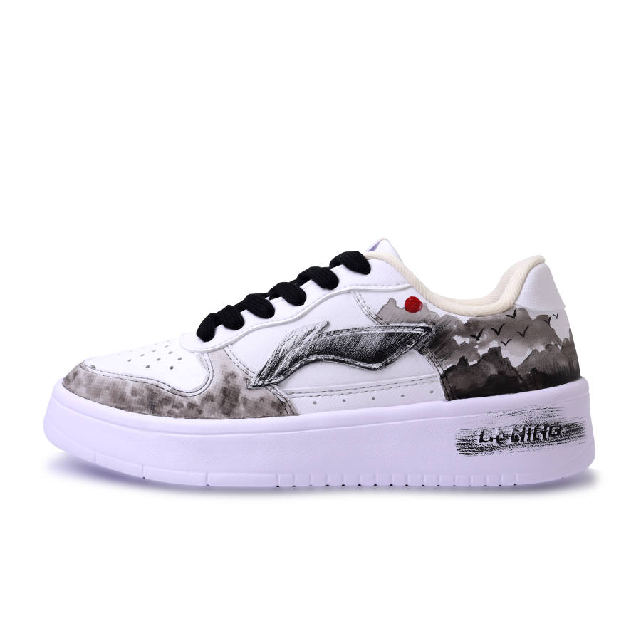 Li-Ning Li Ning Floating Boat Abrasion Resistant Breathable Low top Skateboard Shoes Unisex Black White