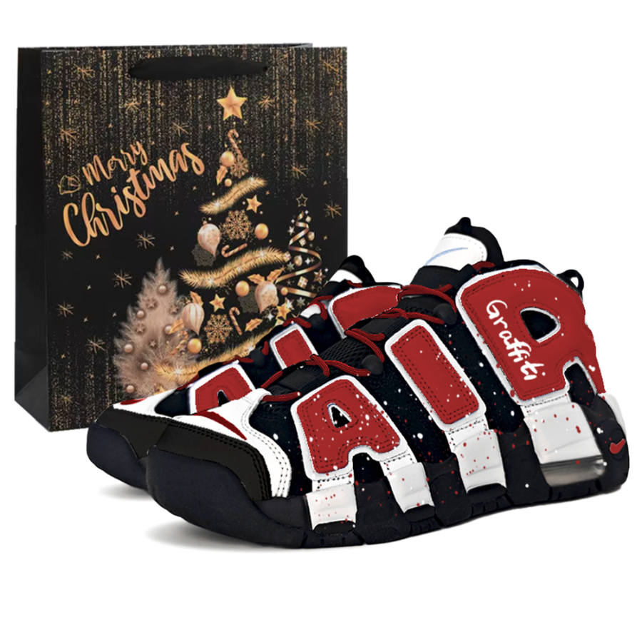 Nike Nike Air More Uptempo Midnight Honey Cushioning Mid top Vintage Basketball Shoes Women's Black Red