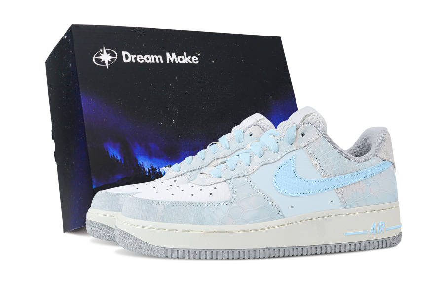 Nike Nike Air Force 1 Slip Resistant Cushioning Abrasion Resistant Low top Skateboard Shoes Women's Light Cyan