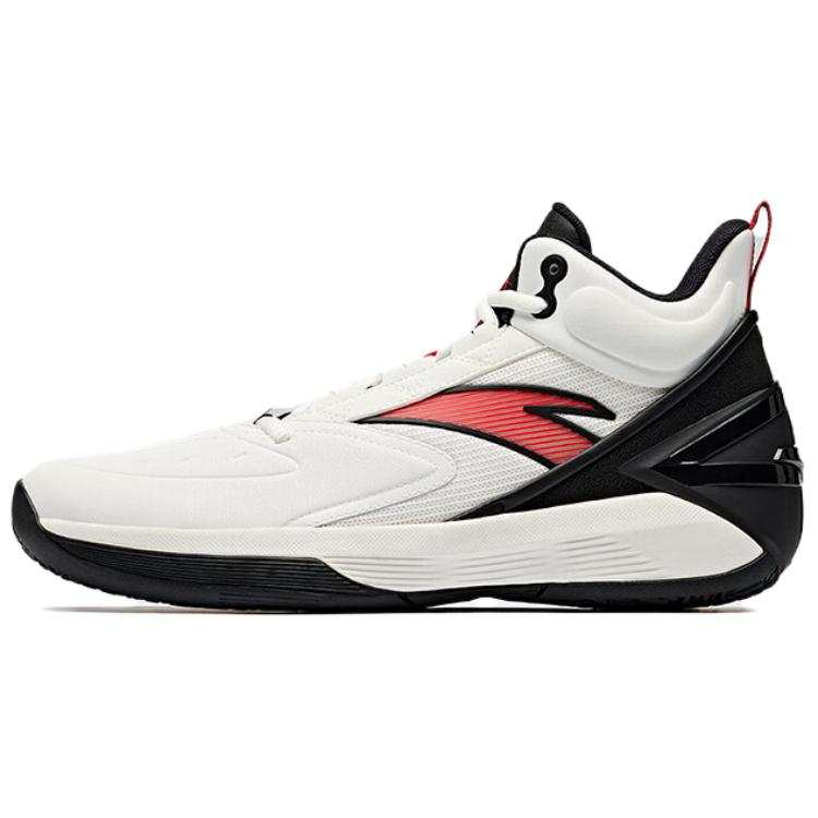 Anta Cushioning Slip Resistant Coverage High top Basketball Shoes Men's White Black Red