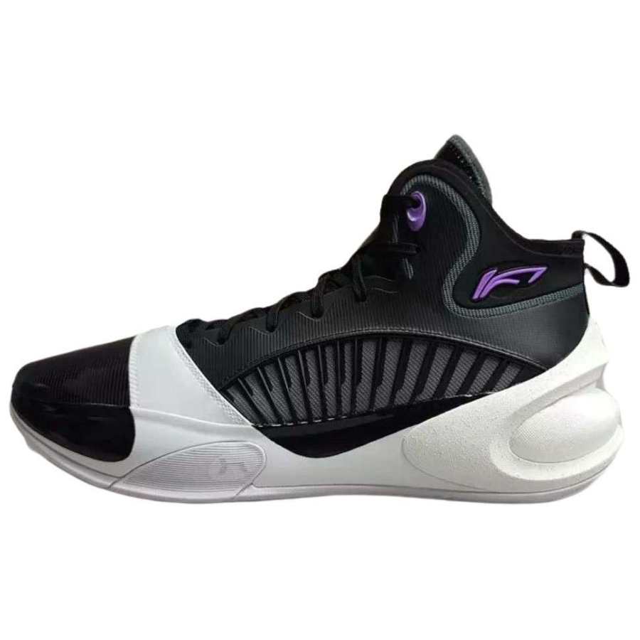 Li-Ning Li Ning YuShuai 17 Slip Resistant And Abrasion Resistant Coverage Mid top Basketball Shoes Men's Black White