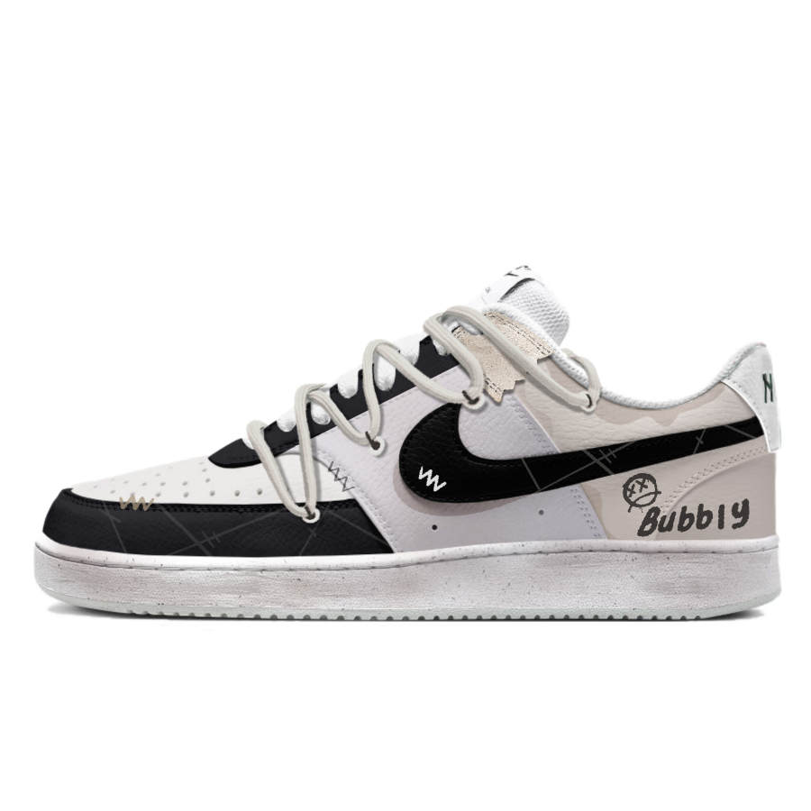 Nike Nike Court Vision 1 Cute Ghost Slip Resistant Abrasion Resistant Low top Skateboard Shoes Men's Black White