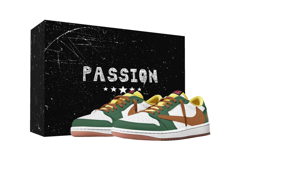Jordan Travis Scott x Jordan Air Jordan 1 Forest Track Fashion Trend Abrasion Resistant Abrasion Resistant Low top