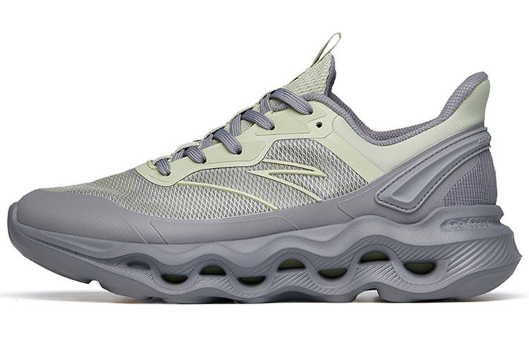 Anta Fabric Cushioning Slip Resistant Abrasion Resistant Low top Training Shoes Men's Green Gray