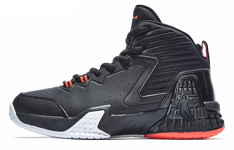 QIAODAN Grinding 1 High top Basketball Shoes Men's Black Orange