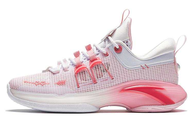 Anta Comfortable Slip Resistant, Abrasion Resistant, Lightweight Low top Basketball Shoes Men's Pink White