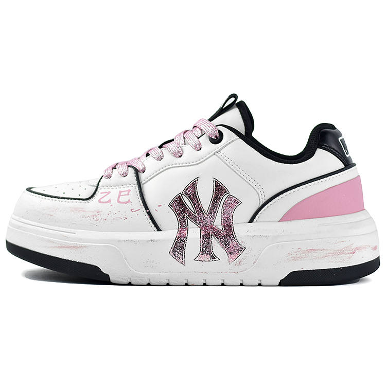 MLB Chunky Liner Slip Resistant, Abrasion Resistant, Height Increasing Low top Skateboard Shoes Unisex White Pink