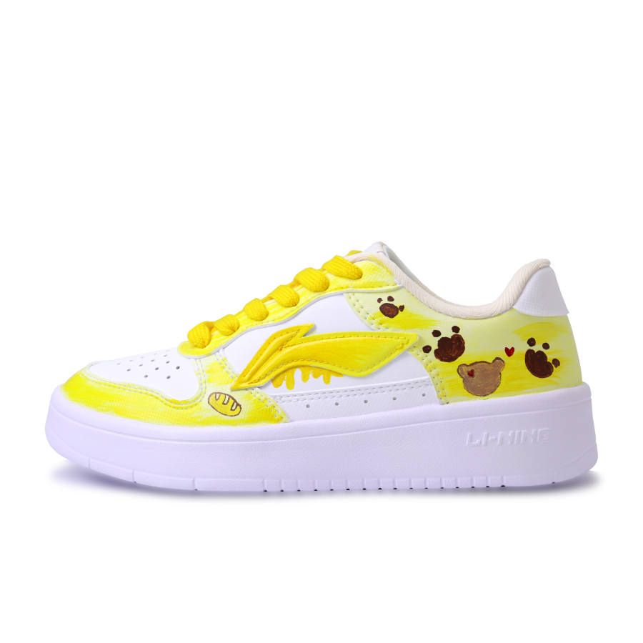 Li-Ning LiNing Pontoon Boats Abrasion Resistant, Lightweight, And Breathable Low Top Skateboard Shoes Unisex White Yellow Brown