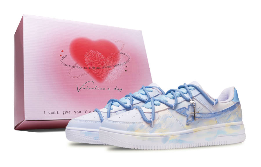 XTEP Air Force 1 Slip Resistant Abrasion Resistant Low top Skateboard Shoes Unisex Light Blue