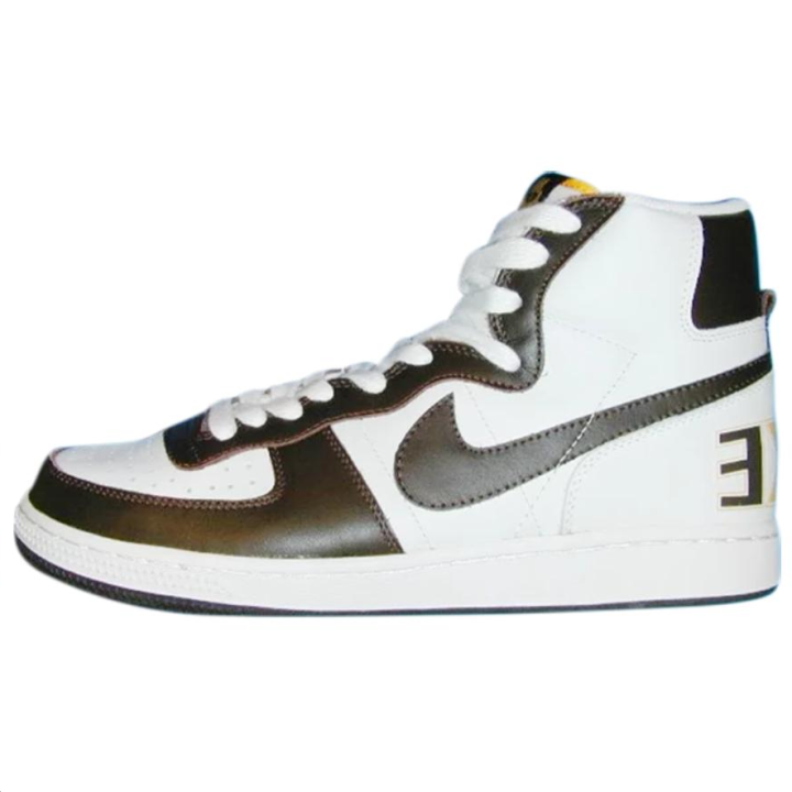 Nike Nike Terminator Slip Resistant Abrasion Resistant High top Basketball Shoes Unisex White Brown