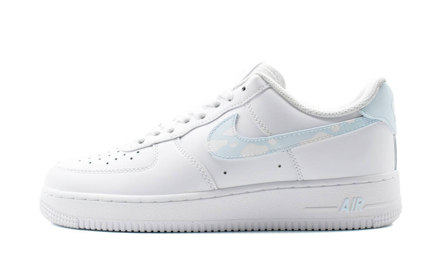 Nike Nike Air Force 1 Blue Sky And White Clouds Leather Abrasion Resistant Low top Skateboard Shoes Unisex Blue White
