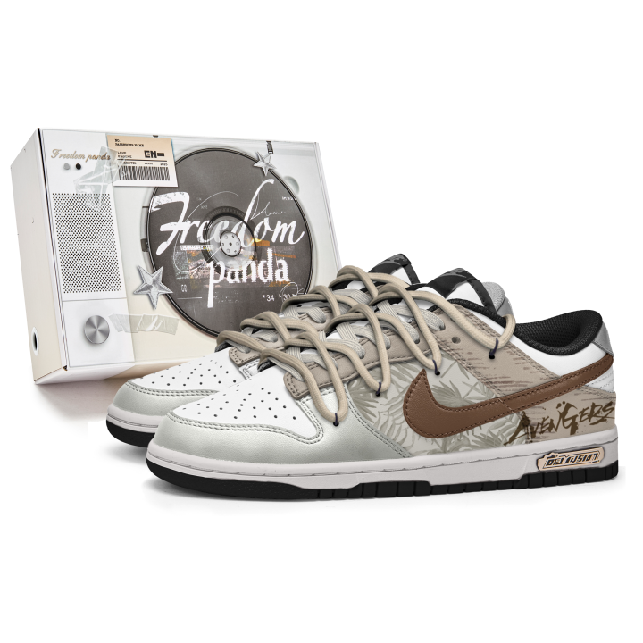 Nike Nike Dunk Box, Dream Quest Slip Resistant Abrasion Resistant Low top Skateboard Shoes Unisex Gray Brown