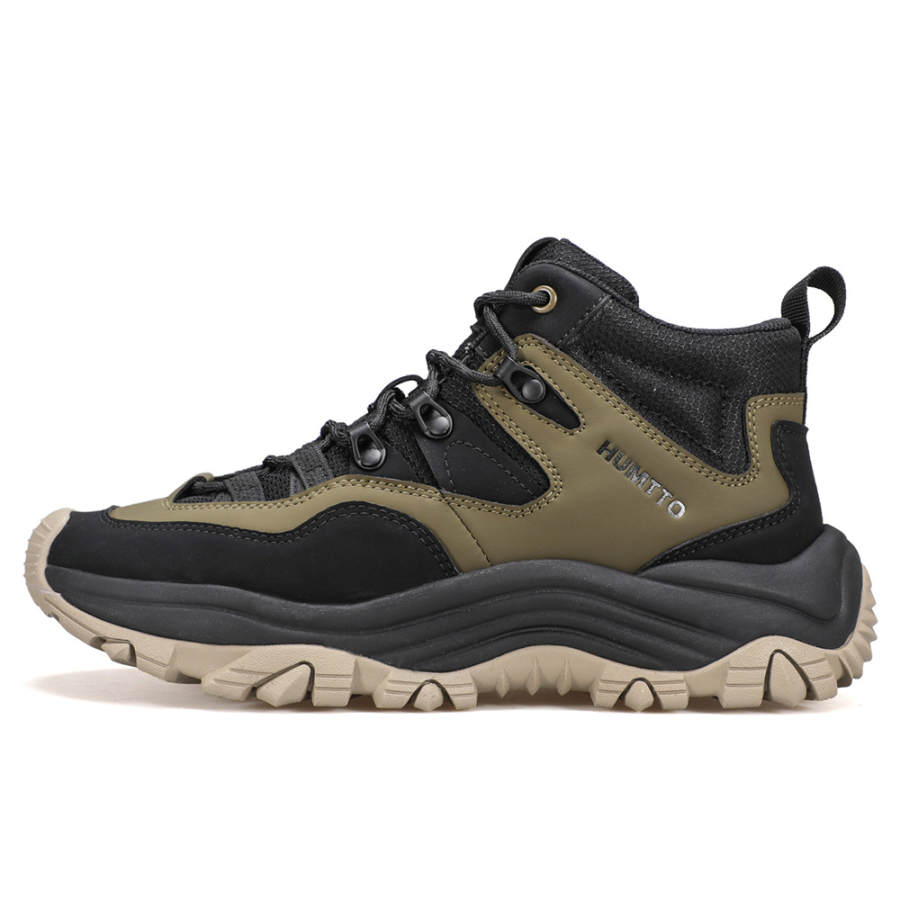HUMTTO Slip Resistant Coverage Support Mid top Hiking Shoes Men's Black/Khaki