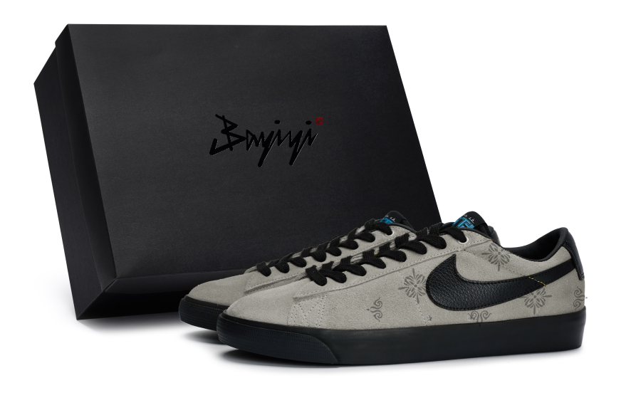 Nike Nike Blazer Low 811 Manufacturing, Gray Base With Square Stripes Slip Resistant Abrasion Resistant Low top